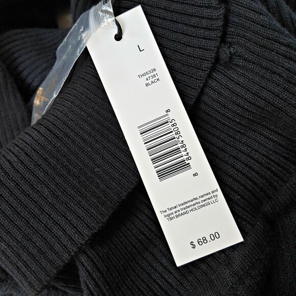 NEW! Tahari BLACK Ribbed TURTLENECK SWEATER SZ L - Picture 5 of 6